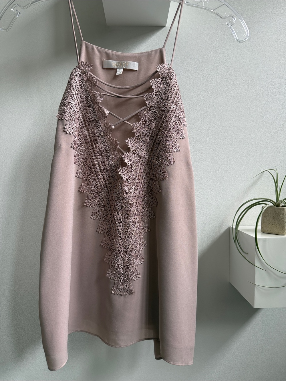 Wayf Dusky Pink Lace-Trim camisole  top
